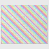 Papier Cadeau Bubblegum arc-en-ciel et bandes blanches (Plat)