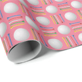 Papier Cadeau Bubblegum Pink Golf Ball et Tee Gift (Coin rond)