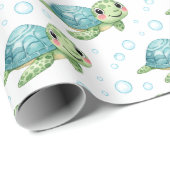 Papier Cadeau Bubbles & Fins Children's Birthday (Coin rond)