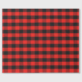 Papier Cadeau bûcheron plaid rouge et noir à damiers (Plat)
