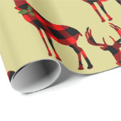 Papier Cadeau Buck Deer Chasse Rouge Noir Plaid (Coin rond)