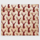 Papier Cadeau Buck Deer Chasse Rouge Noir Plaid Noël Wrappi (Plat)