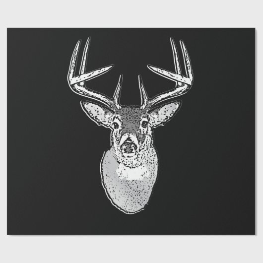 Papier Cadeau Buck on Bold Black White Tail Deer (Plat)