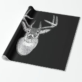 Papier Cadeau Buck on Bold Black White Tail Deer (Déroulé)