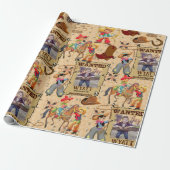 Papier Cadeau Buckaroo Cowboy Recherché Ajouter photo et nom (Déroulé)