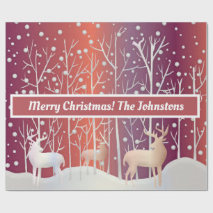 Papier Cadeau Bucks, arbres et neige Abstraits