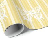 Papier Cadeau Buff Victorian Stripe avec Papillon (Coin rond)