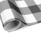 Papier Cadeau Buffalo Check blanc et noir Carrés plaid (Coin rond)