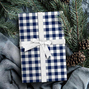 Papier Cadeau Buffalo Check en vichy marine motif bleu