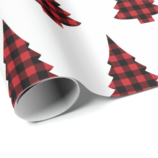 Papier Cadeau Buffalo Check Pine Trees Rustic Wrapper Papier (Coin rond)