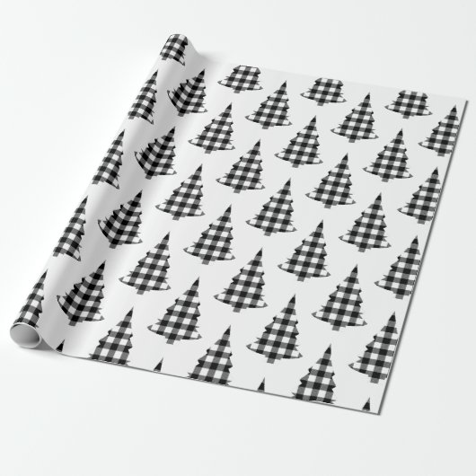 Papier Cadeau Buffalo Check Pine Trees Rustic Wrapper Papier (Déroulé)