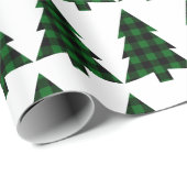 Papier Cadeau Buffalo Check Pine Trees rustiques (Coin rond)