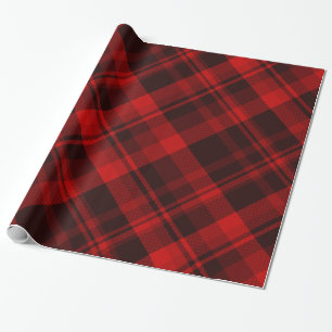 Papier Cadeau Buffalo de vacances Plaid Tartan noir rouge