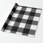 Papier Cadeau Buffalo noir et blanc À damiers Carrés<br><div class="desc">papier d'emballage personnalisé</div>