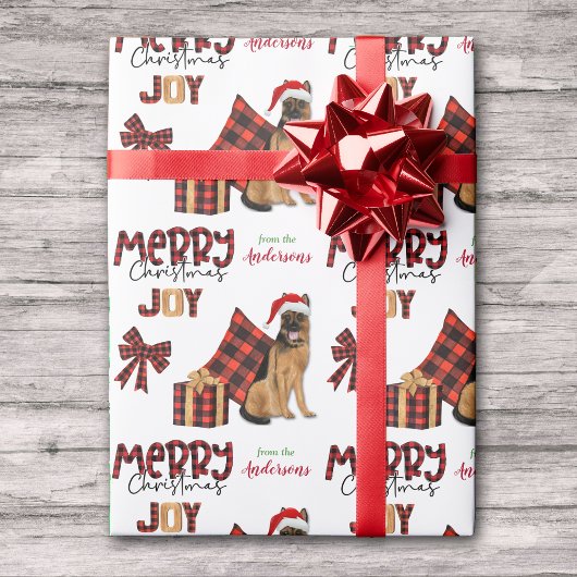 Papier Cadeau Buffalo Plaid allemand berger chien Noël