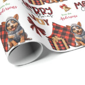 Papier Cadeau Buffalo Plaid Aussie Chien Chien Chien Chien Chien (Coin rond)
