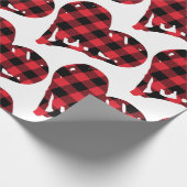 Papier Cadeau Buffalo Plaid Black Red Hand Drawn Hearts (Coin)