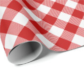 Papier Cadeau Buffalo Plaid Check Rouge Blanc (Coin rond)
