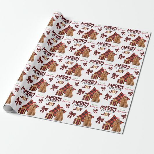 Papier Cadeau Buffalo Plaid Cocker Spaniel Chien Noël (Déroulé)