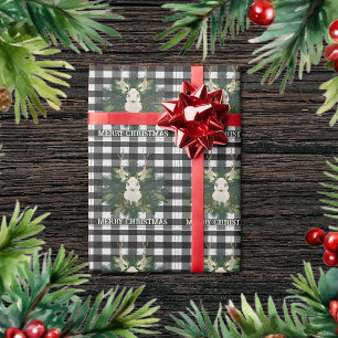 Papier Cadeau Buffalo Plaid Festin Reindeer Noël