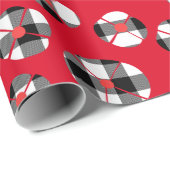 Papier Cadeau Buffalo Plaid Fleur Sur Rouge (Coin rond)