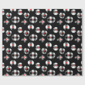 Papier Cadeau Buffalo Plaid Flower sur noir (Plat)