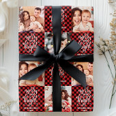 Papier Cadeau Buffalo Plaid Joyeux Et Lumineux Photo De Noël