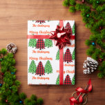 Papier Cadeau Buffalo Plaid Leopard Christmas Trees<br><div class="desc">Buffalo Plaid Leopard Christmas Trees Joyeux Noël blanc design arrière - plan comprend de mignons arbres de Noël,  l'un fait avec plaid de buffle et deux en léopard vert et dit Joyeux Noël. Nom de la Personnaliser ou autre texte à la place du nom. © Rosemarie Guieb</div>