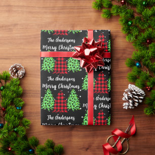 Papier Cadeau Buffalo Plaid Leopard Christmas Trees