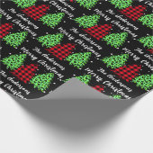 Papier Cadeau Buffalo Plaid Leopard Christmas Trees (Coin)
