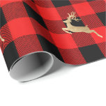 Papier Cadeau Buffalo Plaid Lomberjack Christmas Deer Gold Red<br><div class="desc">florenceK design élégant hiver chaud Vacances Noël papier d'emballage</div>