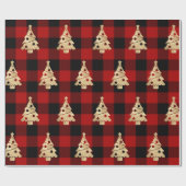 Papier Cadeau Buffalo Plaid Lomberjack Christmas Tree Gold (Plat)