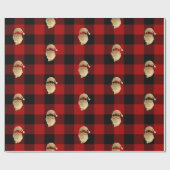 Papier Cadeau Buffalo Plaid Lomberjack Gold Père Noël hiver noir (Plat)