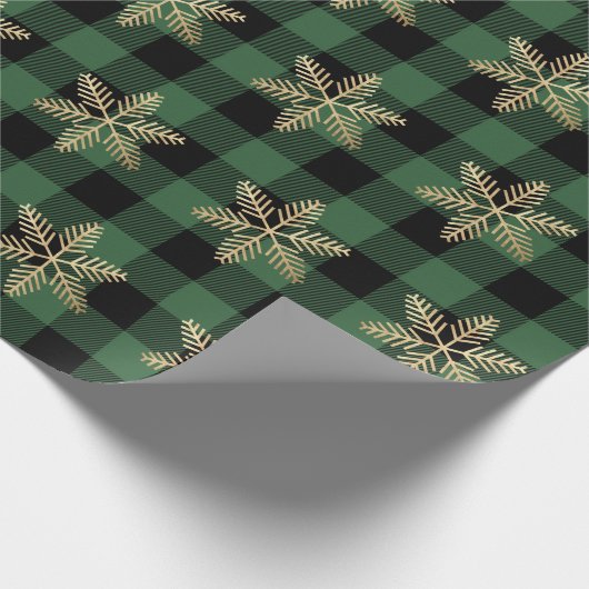 Papier Cadeau Buffalo Plaid Lomberjack Gold Snowflake Green Rust (Coin)