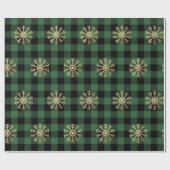 Papier Cadeau Buffalo Plaid Lomberjack Gold Snowflake Vert Cali (Plat)