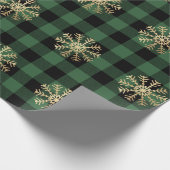 Papier Cadeau Buffalo Plaid Lomberjack Gold Snowflake Vert Cali (Coin)