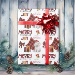 Papier Cadeau Buffalo Plaid Maltese Dog Christmas<br><div class="desc">Le motif répété sur ce joli papier d'emballage de Noël est l'image d'un chien maltais blanc vêtu d'un casquette du Père Noël rouge et blanc. Il y a derrière lui un coussin en plaid de buffle noir et rouge, et un paquet cadeau coordonné avec un ruban d'or à côté de...</div>