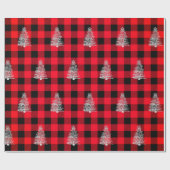 Papier Cadeau Buffalo Plaid Noël Arbre de Noël Rouge (Plat)