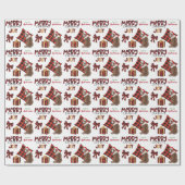 Papier Cadeau Buffalo Plaid Red Aussie Chien Noël (Plat)