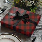 Papier Cadeau Buffalo Plaid Rustique noir et rouge chèque Noël