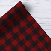 Papier Cadeau Buffalo Plaid Rustique noir et rouge chèque Noël