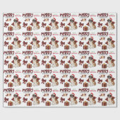 Papier Cadeau Buffalo Plaid Saint Bernard Dog Noël (Plat)