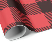 Papier Cadeau Buffalo plaqué rouge et noir (Coin rond)