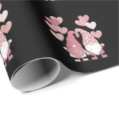 Papier Cadeau Buffalo rose Plaid Heart Gnomes Saint-Valentin (Coin rond)