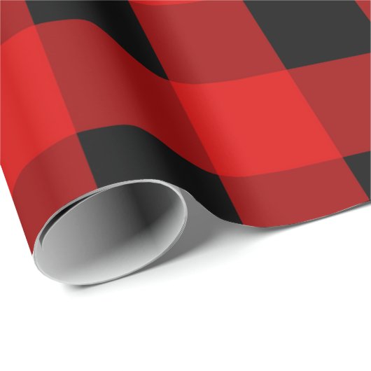 Papier Cadeau Buffalo rouge et noir Plaid en vichy (Coin rond)
