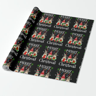 Papier Cadeau Buffalo Trois Gnomes Plaid Red Joyeux Noël Xma