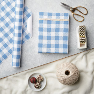 Papier Cadeau Buffle bleu et blanc plaqué sans joint
