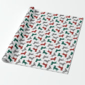 Papier Cadeau Buffle de Noël Plaid Dachshunds (Déroulé)