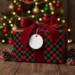 Papier Cadeau Buffle de Noël rouge, vert et noir