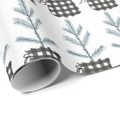 Papier Cadeau Buffle noir de Noël Plaid (Coin rond)